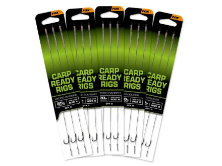 Fox Carp Ready Rigs x 3 - Wide Gape 4 (25lb)
