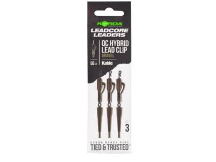 Korda Kable Leadcore Leader Hybrid Lead Clip QC Swivel Gravel 50cm