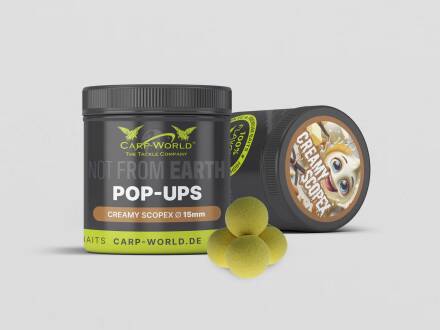 Carp World Not From Earth Pop Ups 15mm Creamy Scopex Washed Out Yellow