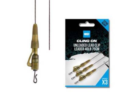 Nash Ready Tied Unleaded Lead Clip Leader 75cm