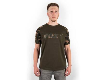 Fox Raglan Khaki / Camo sleeve T-Shirt - M