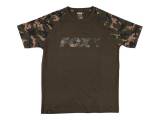 Fox Raglan Khaki / Camo sleeve T-Shirt - XL