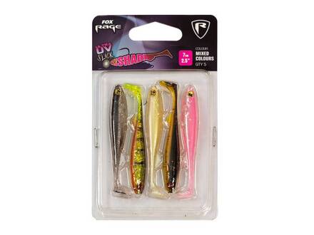Fox Rage Slick Shad 7cm / 2.75" UV Mixed Colour Pack x 5pcs