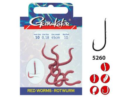 Gamakatsu BOOKLET RED WORM 5260R #4-0.25MM 75CM