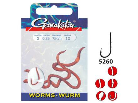 Gamakatsu BOOKLET WORM 5260R #8-0.25MM 75CM